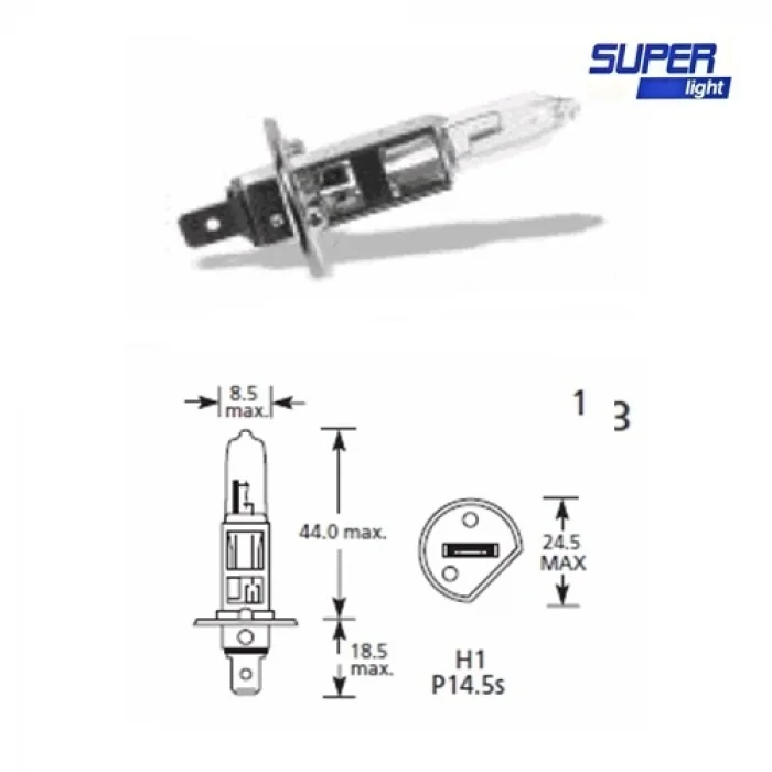 BUĞZ Super Light H1 Halojen Far Ampülü 12 Volt 60-55 Watt