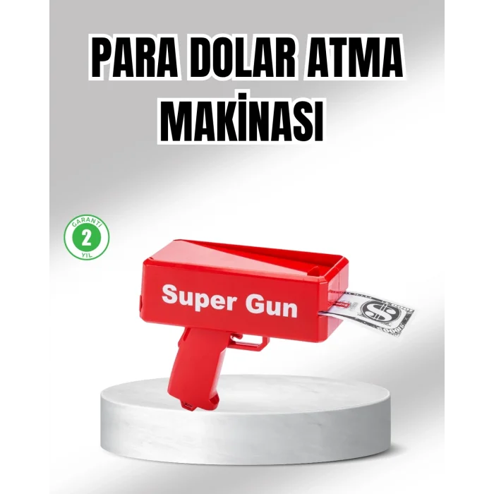 BUĞZ Super Money Gun Para Saçma Tabancası Yüksek Atış Güçlü Kırmızı Model