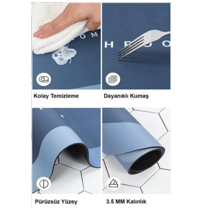 BUĞZ Süper Su Emici Kaymaz Tabanlı Banyo Paspası ( 40x60 )cm