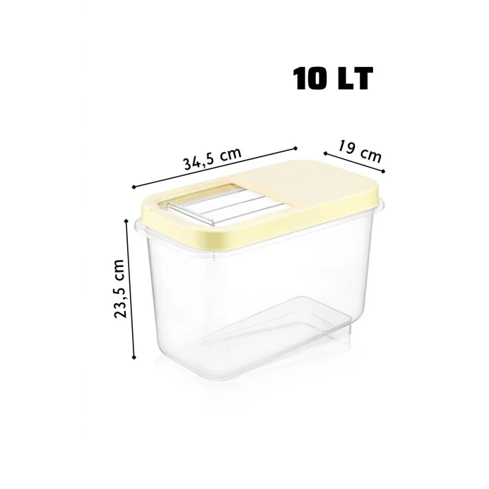 BUĞZ Sürgülü Kapaklı 10 LT Erzak Bakliyat Un Şeker Saklama Kabı