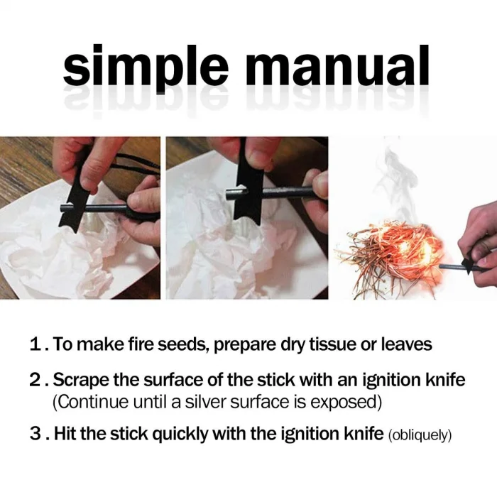 BUĞZ Survive Magnezyum Çubuğu Ateş Başlatıcı Çakmak Taşı