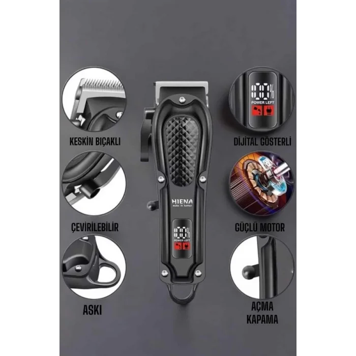  Suya Dayanıklı Tıraş Makinesi Keskin Bıçaklı Dijital Göstergeli Şarjlı