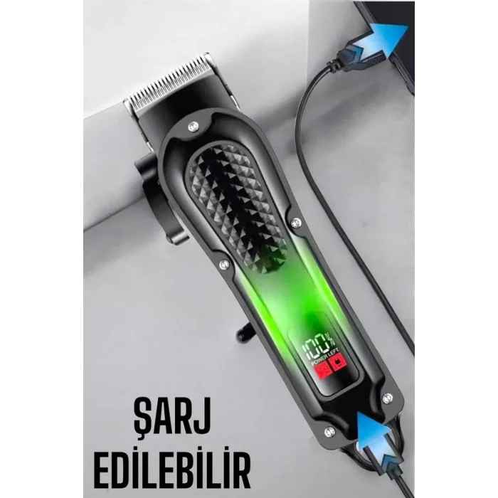  Suya Dayanıklı Tıraş Makinesi Keskin Bıçaklı Dijital Göstergeli Şarjlı