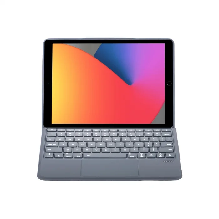BUĞZ T5506d İpad 10.2 (9.nesil) Kılıf Palermo Ledli Klavyeli Standlı Tablet Kılıfı - Siyah