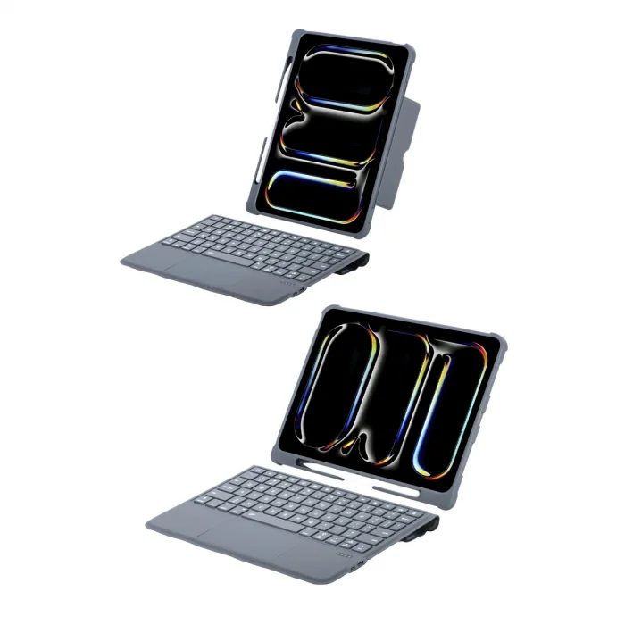 BUĞZ T5507d İpad Pro 11 (2022) Kılıf Palermo Ledli Klavyeli Standlı Tablet Kılıfı - Siyah