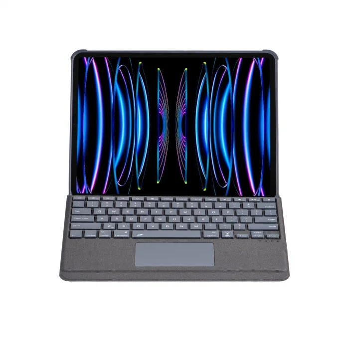 BUĞZ T5509d İpad Pro 12.9 (2022) Kılıf Palermo Ledli Klavyeli Standlı Tablet Kılıfı - Siyah