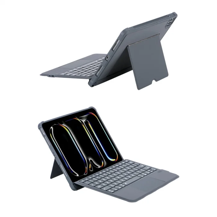 BUĞZ T5510d İpad Pro 13 (2024) Kılıf Palermo Ledli Klavyeli Standlı Tablet Kılıfı - Siyah