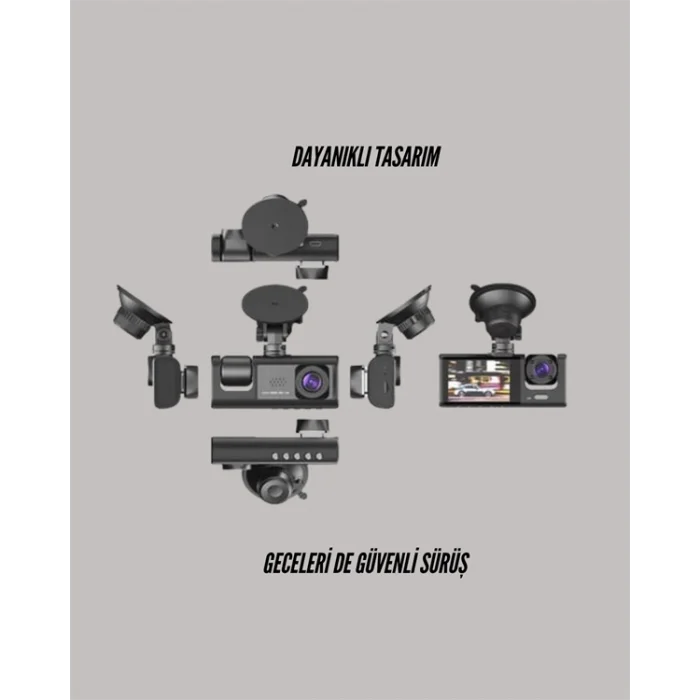 BUĞZ TA-01 3 Kameralı 1080P Araç Kamerası Siyah - Lisinya