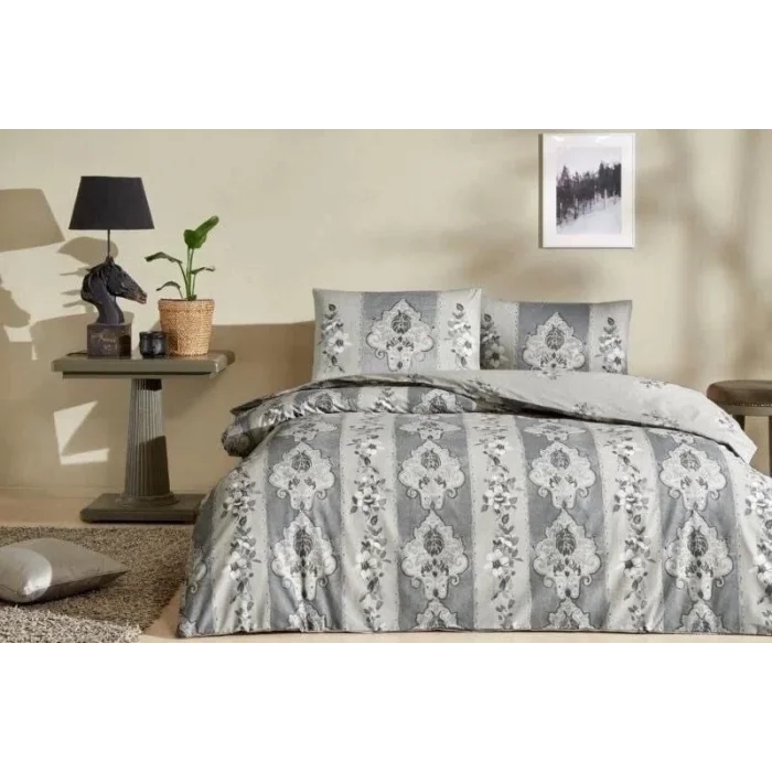  Taç Çift Kişilik Ranforce Nevresim Takımı Edwina Gri