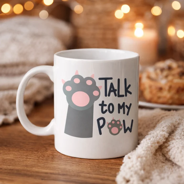 BUĞZ Talk To My Paw – Sevimli Kedi Patili Porselen Kupa MODEL 57