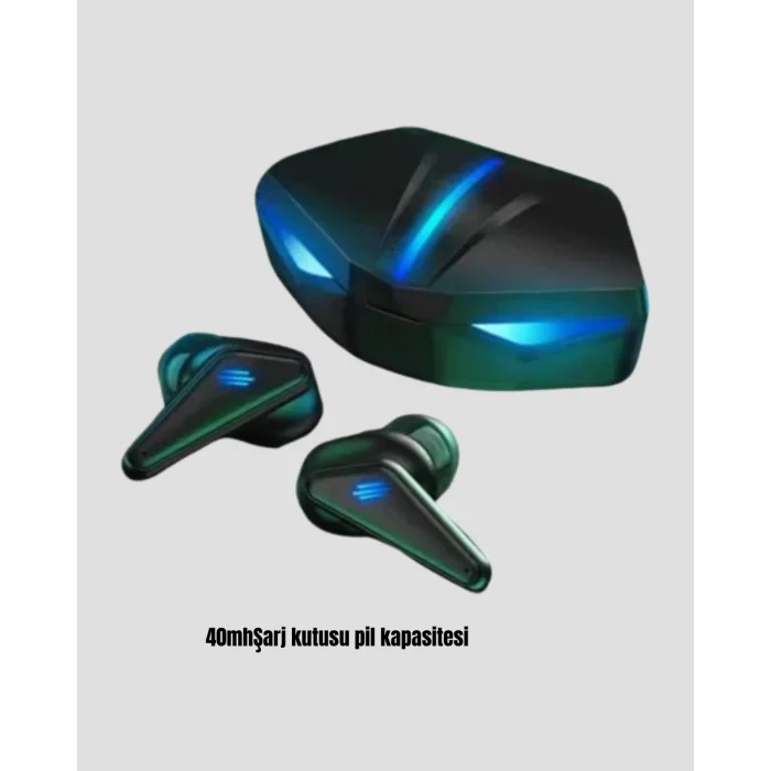 BUĞZ Tam Kablosuz Oyuncu Kulaklığı 5.0 Bluetooth LED Kontrollü - BUĞZ