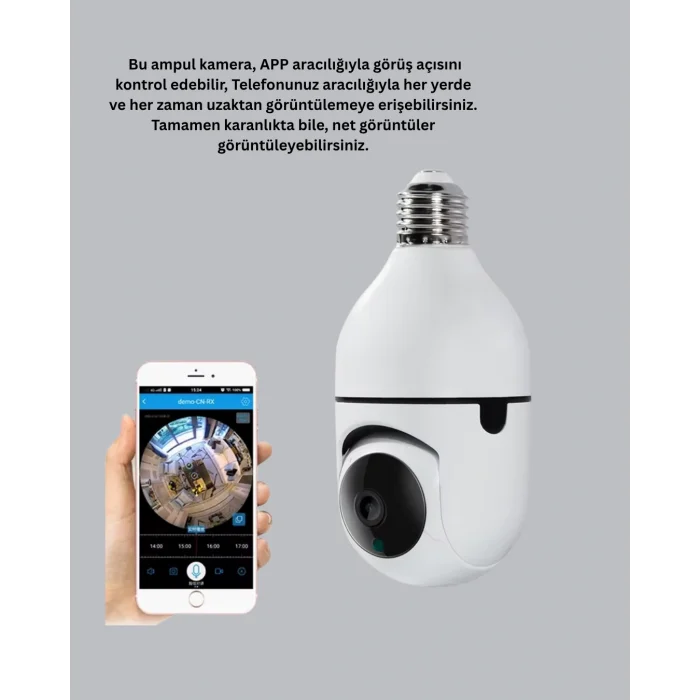  Tam Karanlıkta Görüntüleme Sağlayan 1080P Ampul Güvenlik Kamerası
