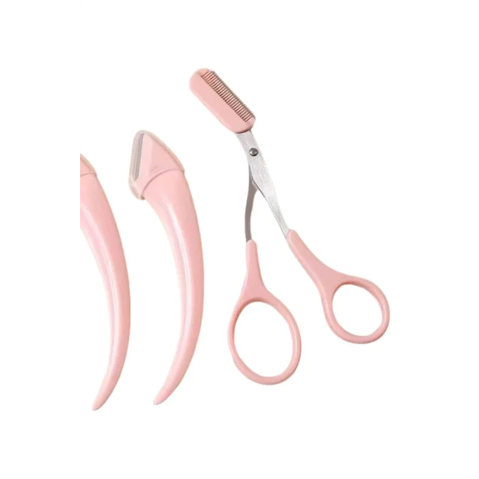 BUĞZ Taraklı Kaş Bıyık Makası Ve Kaş Ustura Seti Kaş Bıyık Tüy Alma Epilasyon Aleti 2li Set