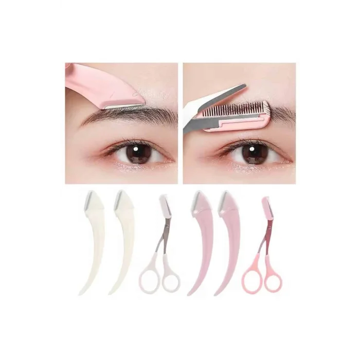 BUĞZ Taraklı Kaş Bıyık Makası Ve Kaş Ustura Seti Kaş Bıyık Tüy Alma Epilasyon Aleti 2li Set