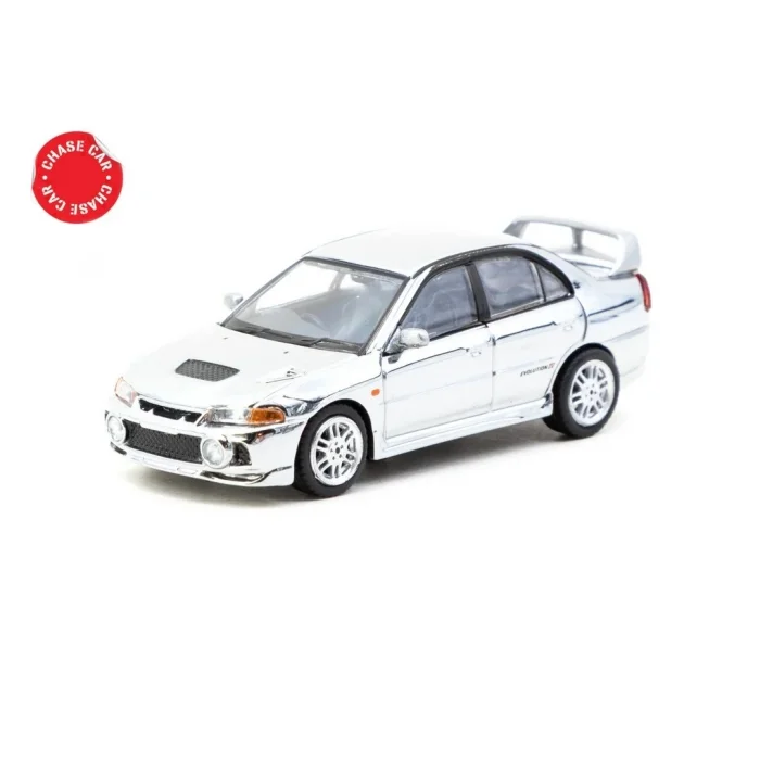 BUĞZ Tarmac Works 1/64 Mitsubishi Lancer GSR Evolution IV Silver with Tarmac Cards