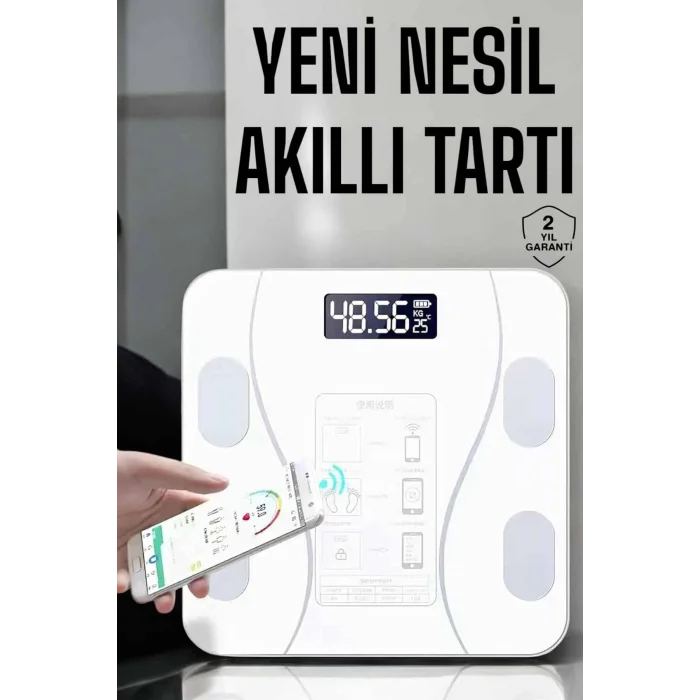 BUĞZ Tartı Baskül Dijital Elektronik Tartı Vücut Analiz Wifi Akıllı Yağ Ölçer