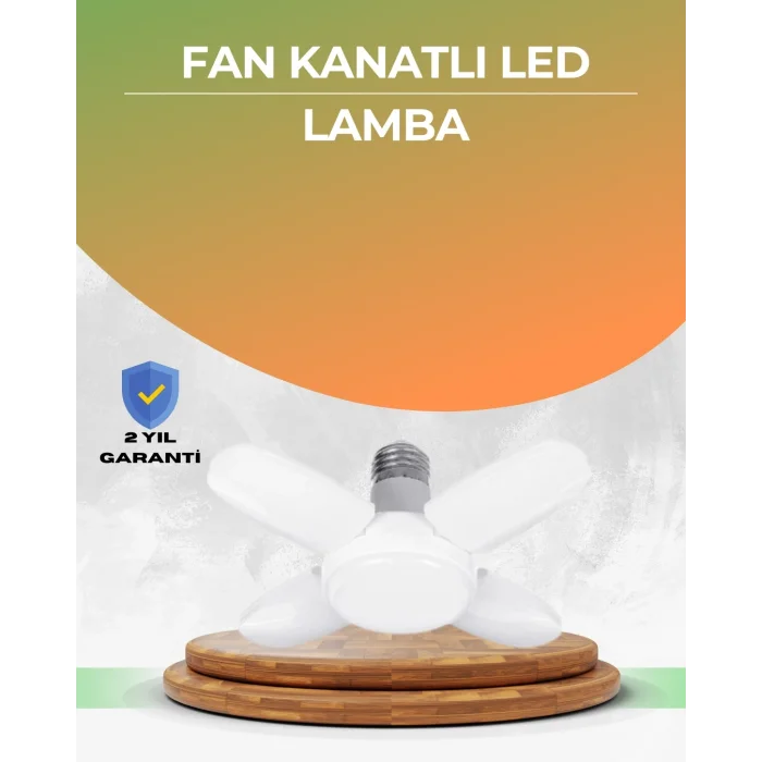 BUĞZ Tasarruflu Pervane LED Ampül 4 Kollu 60 Watt Geniş Alan Aydınlatma