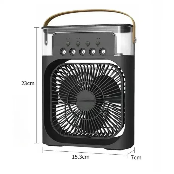 BUĞZ Taşınabilir 3 Farklı Mod Ayarlı 7 Farklı Led Işıklı Sulu Soğutmalı Taşınabilir Masaüstü USB Fan Vantilatör