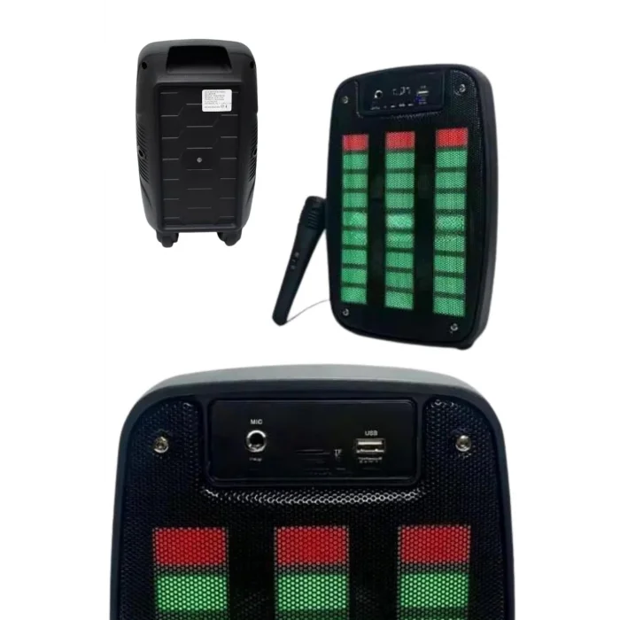 BUĞZ Taşınabilir 6.5 inç LED Bluetooth Kareoke Hoparlör RGB Işıklı Radyolu