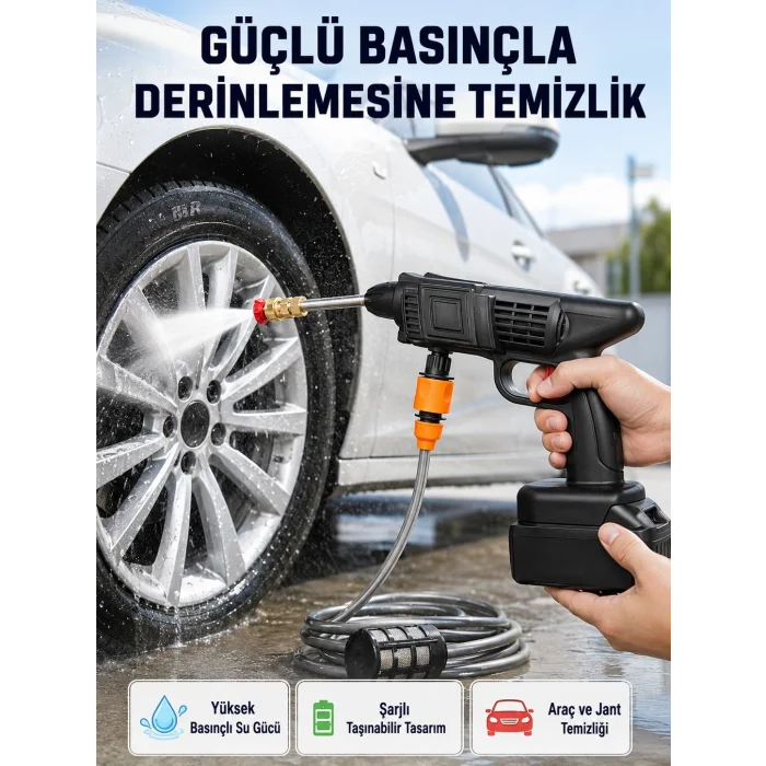 BUĞZ Taşınabilir Akülü Araba Yıkama Makinesi 1.7 MPa Basınçlı ve Ergonomik Tasarımlı