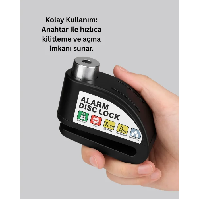 BUĞZ Taşınabilir Alarm Disk Kilidi Motosiklet Scooter Bisiklet Güvenlik - Lisinya