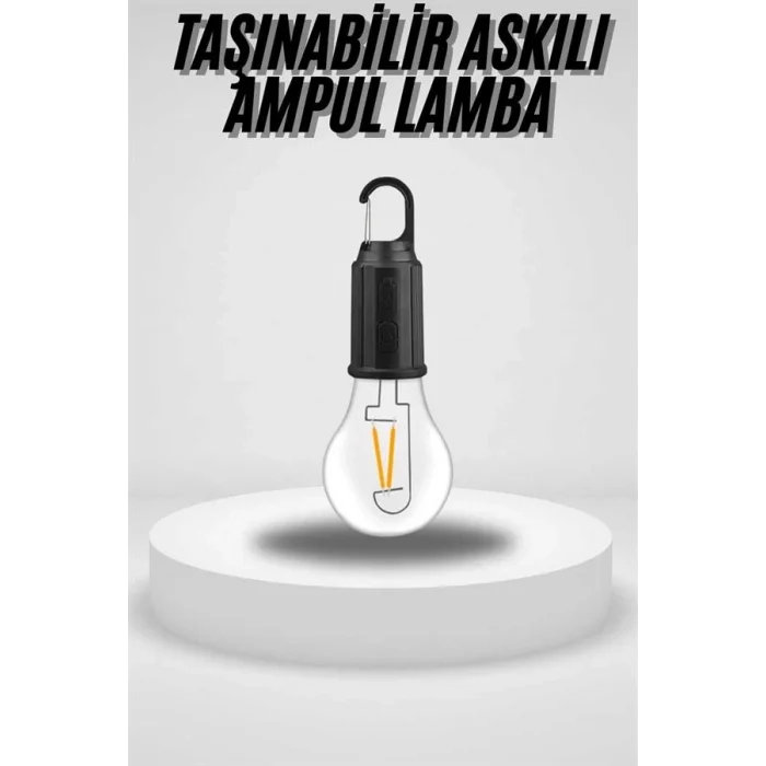BUĞZ Taşınabilir Askılı Ampul Kamp Lambası Askılı Type-C Şarjlı Bahçe Lambası