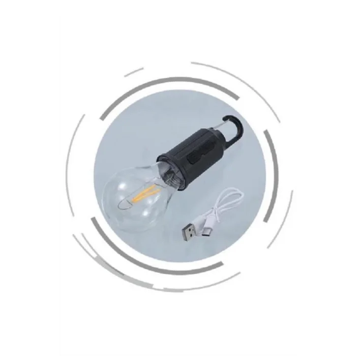 BUĞZ Taşınabilir Askılı Ampul Kamp Lambası Askılı Type-C Şarjlı Bahçe Lambası