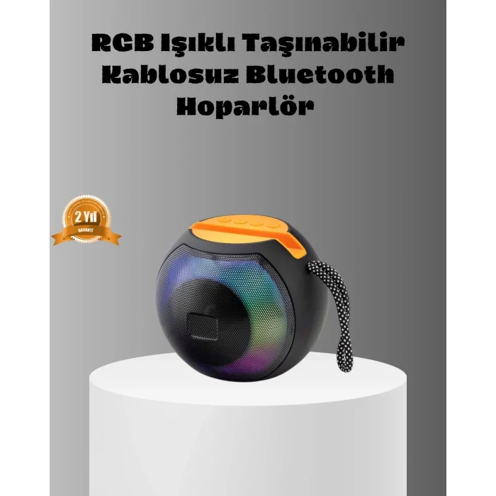 BUĞZ Taşınabilir Bluetooth Hoparlör – RGB Işıklı, Güçlü Bas ve 8 Saat Pil Ömrü