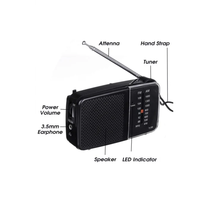 BUĞZ Taşınabilir cep radyosu siyah renk FM radyo bluetooth yok 2 yıl garantili - Elektronik