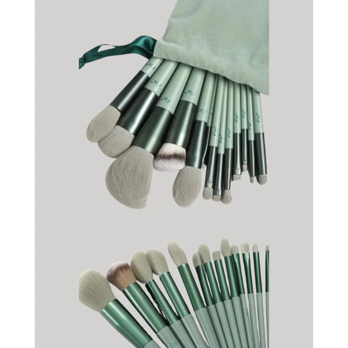 BUĞZ Taşınabilir Ergonomik Yapılı 13 Adet Fiber Kıllı Yüz ve Göz Makyaj Fırçası Seti