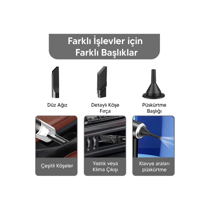  Taşınabilir Kablosuz Elektrikli El Süpürgesi- Ev, Ofis, Araba ,Klavye Temizliği İçin İdeal