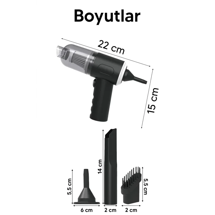  Taşınabilir Kablosuz Elektrikli El Süpürgesi- Ev, Ofis, Araba ,Klavye Temizliği İçin İdeal