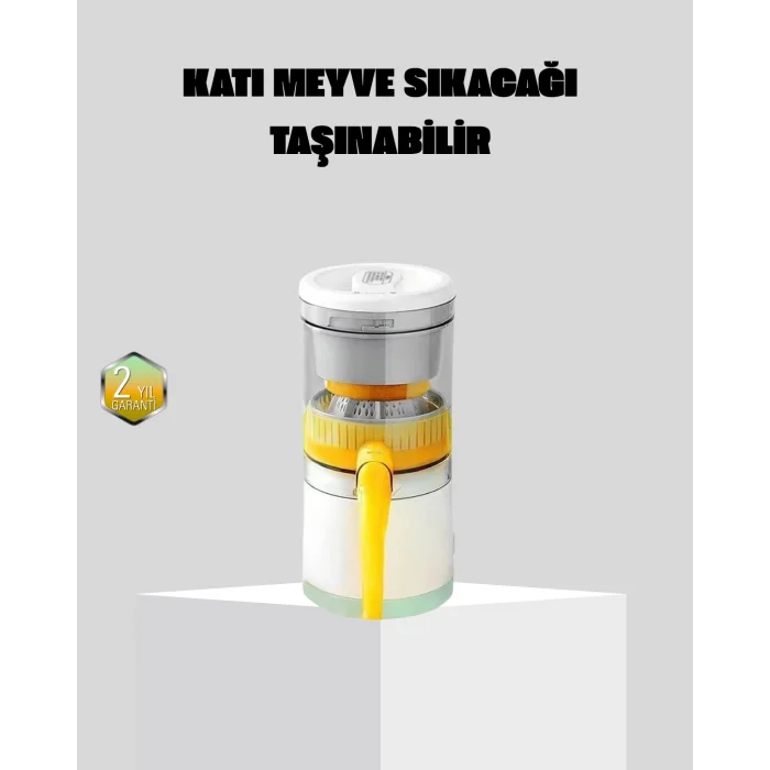 BUĞZ Taşınabilir Katı Meyve Sıkacağı – 45W Güçlü Motor, Çift Kesici Bıçak, USB Şarjlı ve Kompakt Tasarım