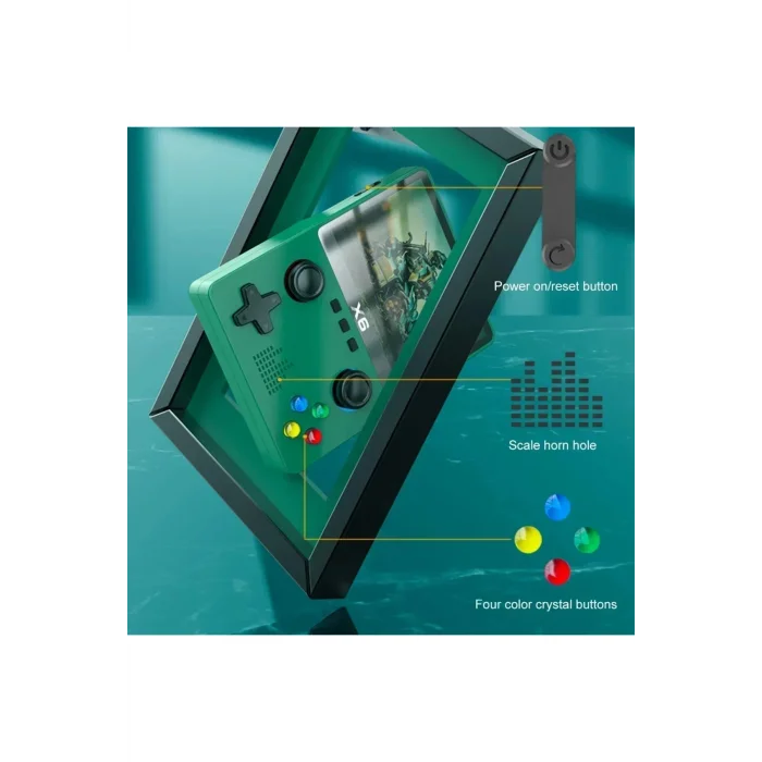 BUĞZ Taşınabilir mini el oyun konsolu 3,5 inç ekran oyunlu yeşil renk bluetooth yok - Elektronik