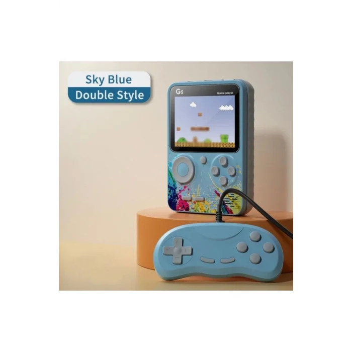BUĞZ Taşınabilir mini el oyun konsolu 500 oyunlu Bluetooth bağlantılı mavi renkli gamepad