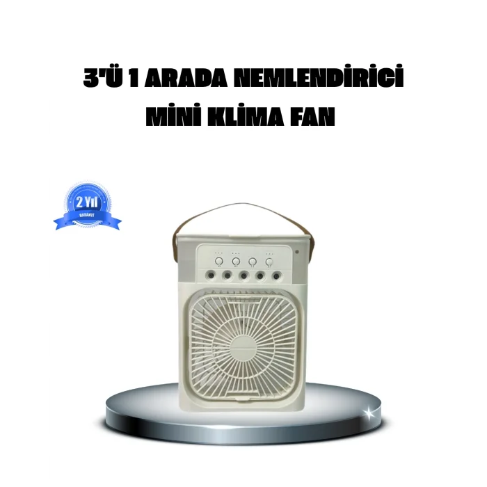 BUĞZ Taşınabilir Mini Klima Fan 3’ü 1 Arada Soğutucu, Nemlendirici ve Gece Lambası