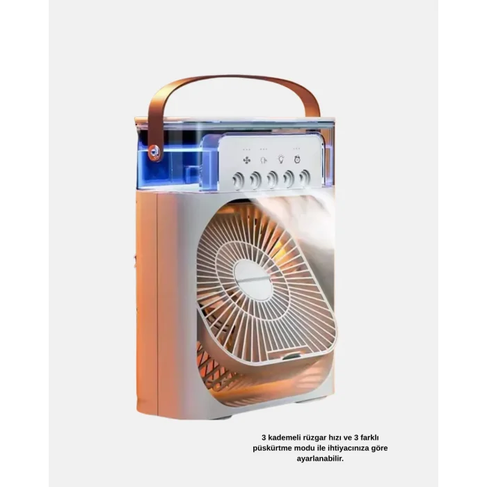 BUĞZ Taşınabilir Mini Klima Fan 3’ü 1 Arada Soğutucu, Nemlendirici ve Gece Lambası