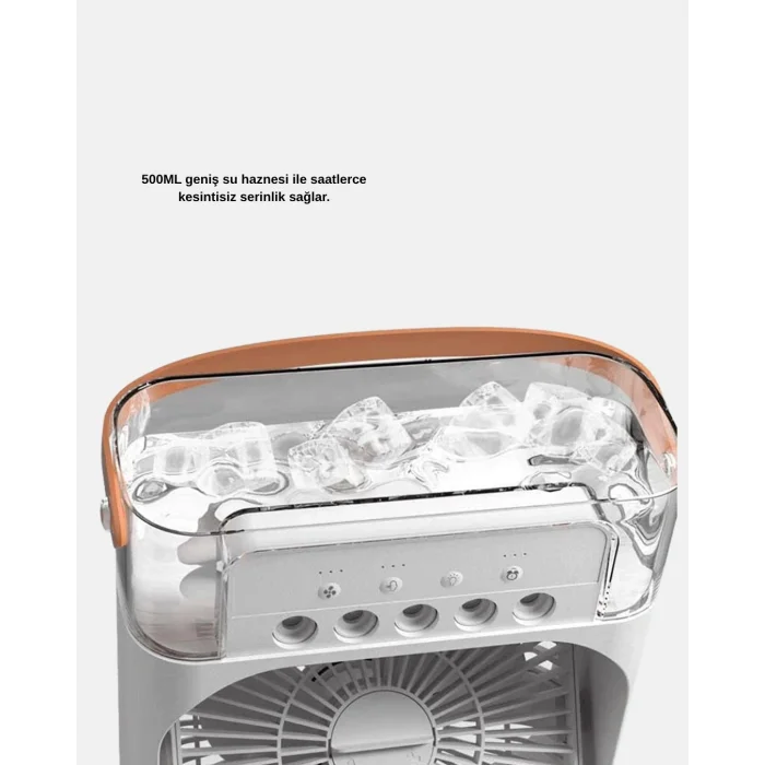 BUĞZ Taşınabilir Mini Klima Fan 3’ü 1 Arada Soğutucu, Nemlendirici ve Gece Lambası