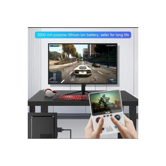 BUĞZ Taşınabilir mini oyun konsolu 3,5 inç ekran beyaz renk oyun televizyona bağlanabilir