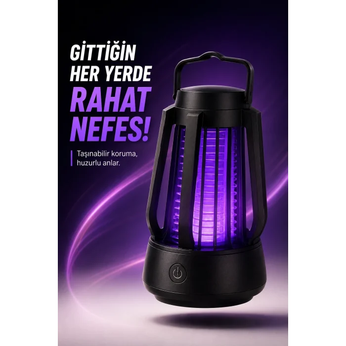 BUĞZ Taşınabilir Mor Işıklı Sineksavar Lamba Koruyucu Gövdeli Pratik Kullanım Cihazı