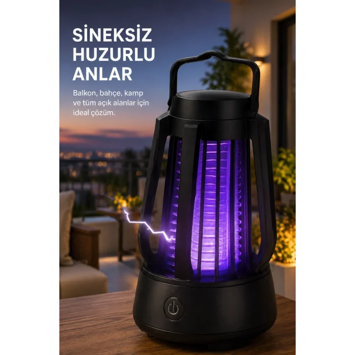 BUĞZ Taşınabilir Mor Işıklı Sineksavar Lamba Koruyucu Gövdeli Pratik Kullanım Cihazı