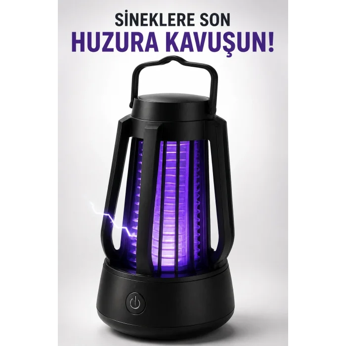 BUĞZ Taşınabilir Mor Işıklı Sineksavar Lamba Koruyucu Gövdeli Pratik Kullanım Cihazı