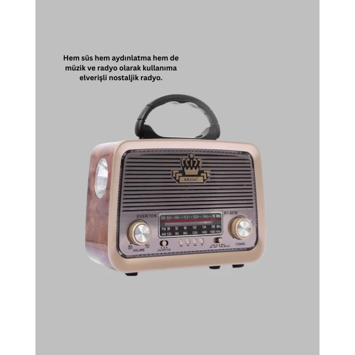 BUĞZ Taşınabilir Nostalji Radyo Bluetooth USB AUX Girişli