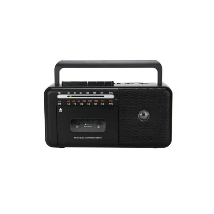 BUĞZ Taşınabilir nostaljik radyo kaset çalar FM radyo USB MP3 çalar Bluetooth hoparlör siyah