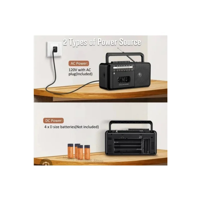BUĞZ Taşınabilir nostaljik radyo kaset çalar FM radyo USB MP3 çalar Bluetooth hoparlör siyah