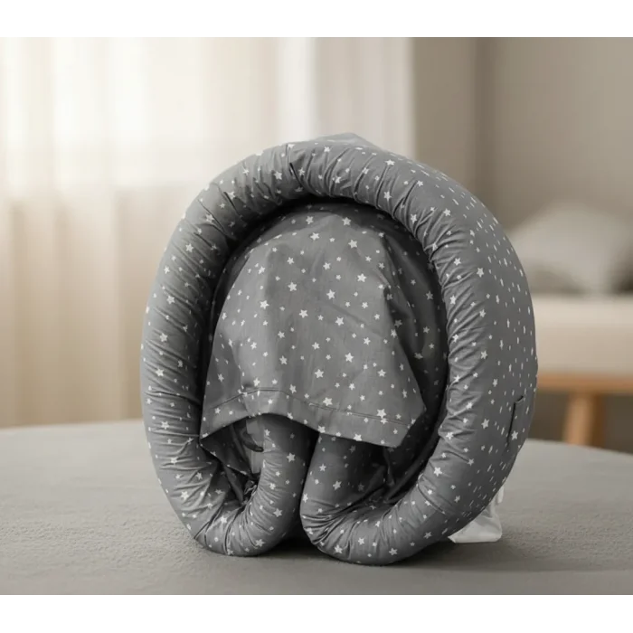 BUĞZ Taşınabilir Portatif Bebek Yatağı,Sırt Çantasına Dönüşebilen Portatif Bebek Beşiği (Gri) ( BUĞZ )