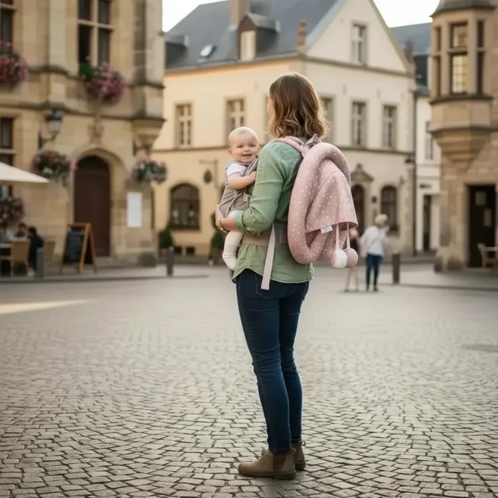 BUĞZ Taşınabilir Portatif Bebek Yatağı,Sırt Çantasına Dönüşebilen Portatif Bebek Beşiği (Pembe) ( BUĞZ )