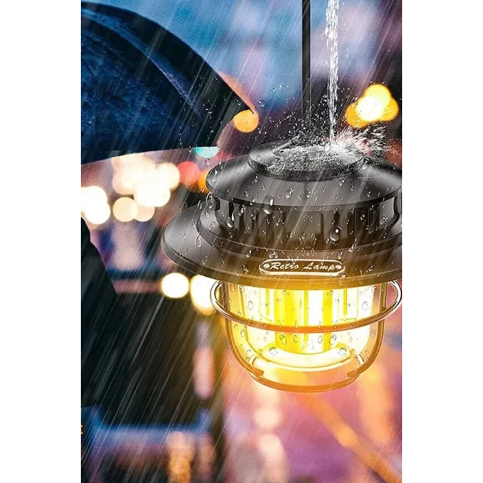 Taşınabilir Retro Fener Su Geçirmez Dış Mekan Güçlü Led Kamp Bahçe Feneri Dekor