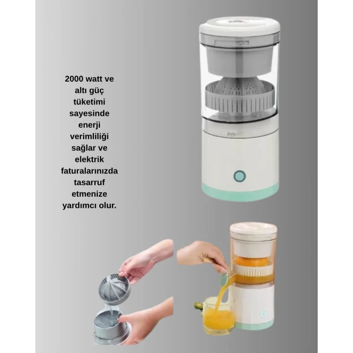 BUĞZ Taşınabilir Şarjlı Katı Meyve Sıkacağı – 45W Güç, 18000 RPM Hız, 400 mL Kapasite