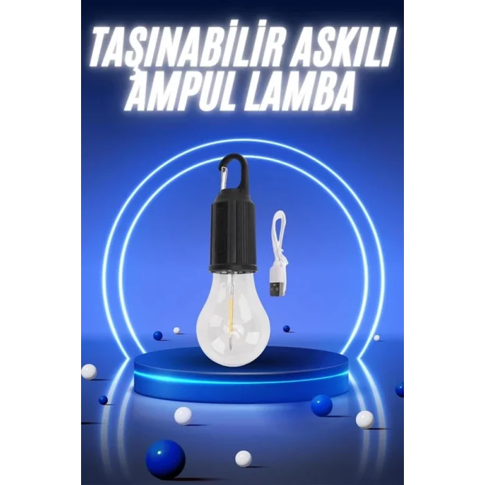 BUĞZ Taşınabilir Şarjlı Led Ampul Askılı Lamba Kamp Bahçe Lambası